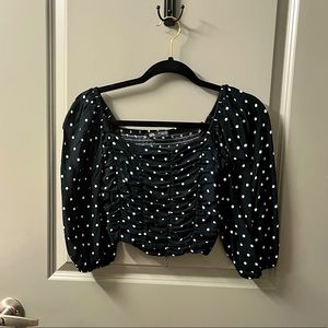 Zara Polka Dot Cropped Shirt